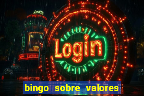 bingo sobre valores para imprimir